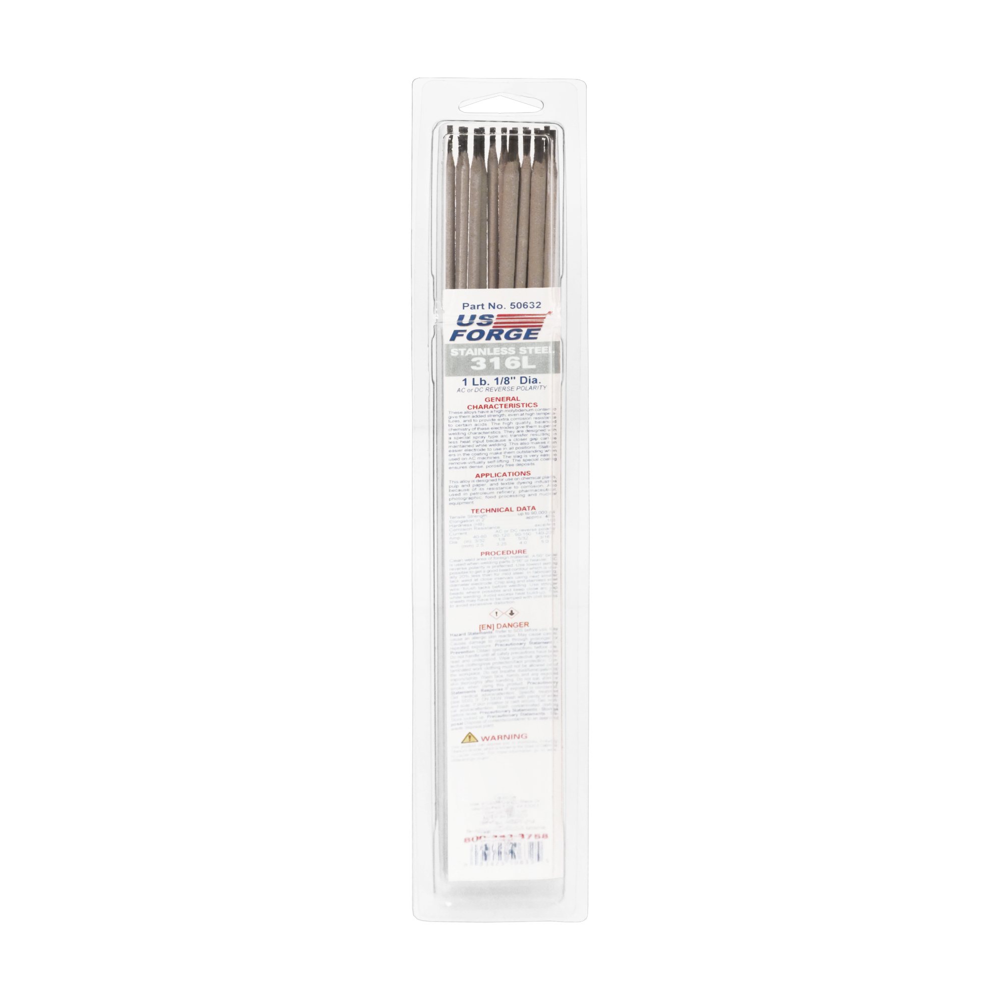 US Forge® 1/8" 316L Stainless Steel Welding Electrode - 1 lbs, Model# 50632